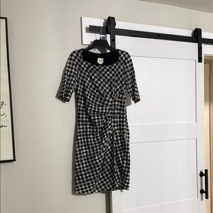 Anthropologie Black and White Plaid Mini Dress